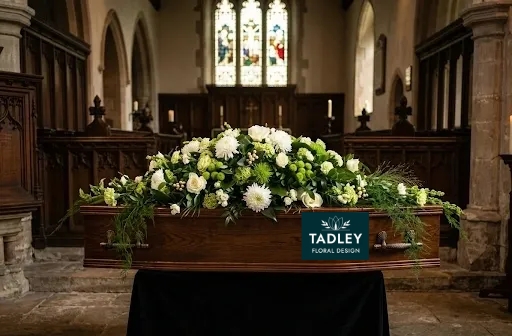 Classic White & Green Coffin Spray