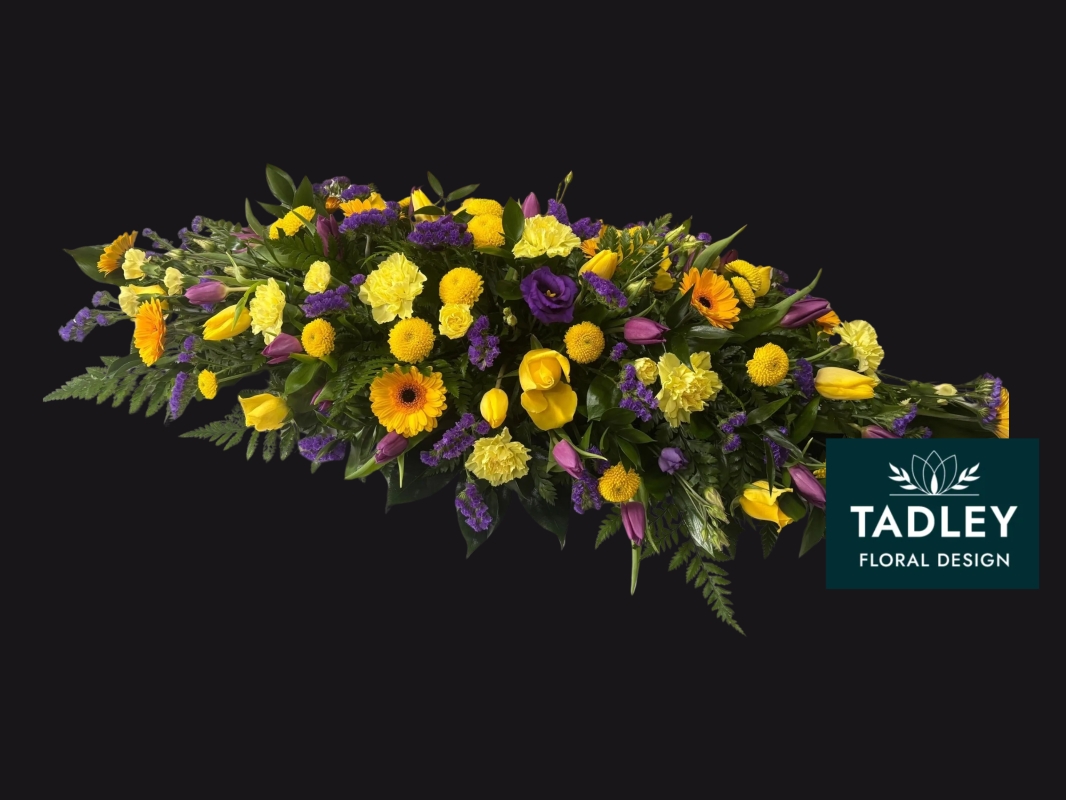 Traditional Mixed Coffin Spray Yellow & Purple