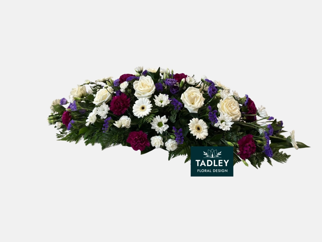 Traditional Mixed Coffin Spray Purple & White