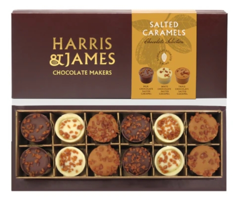 Harris & James Salted Caramel Chocolate Selection Box Of 12 Chocolates