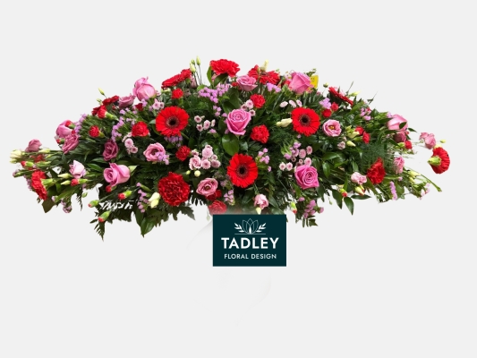 Red & Pink Traditional Coffin Spray 5'