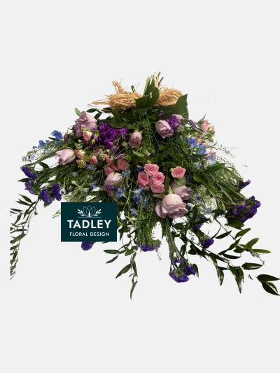 Rustic Hand Tied Spray Lilac, Purple, Blue & Pink