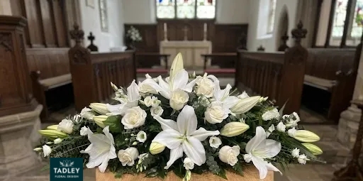 White Lily & Rose 3' Coffin Spray