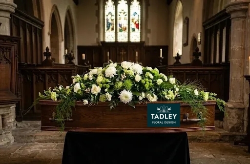 Classic White & Green Coffin Spray