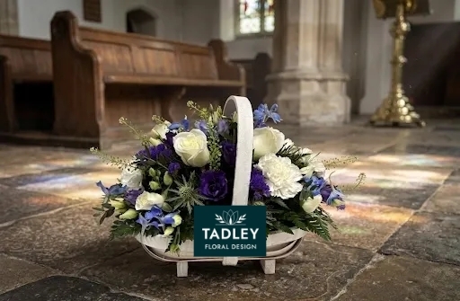 Basket Of Flowers Blue & White