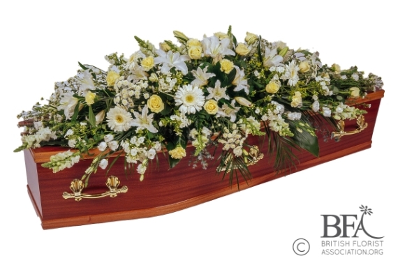 Luxury Traditional Mixed Coffin Spray White With Lilies