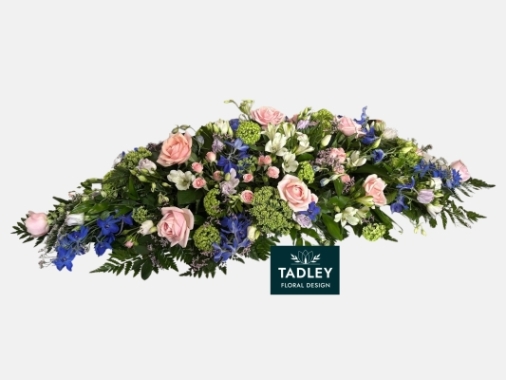 Country Mixed Coffin Spray Pastel Colours 4'