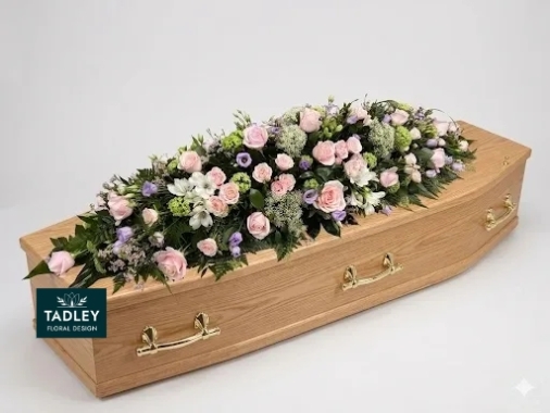 Country Pink & White Coffin Spray 6'