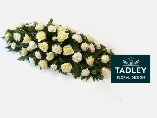 Rose & Carnation Coffin Spray White