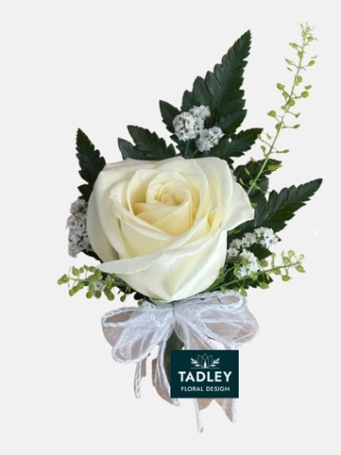 Rose Buttonhole With Bow