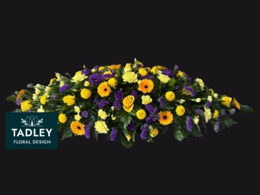 Traditional Mixed Coffin Spray Yellow & Purple