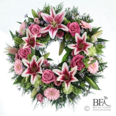 Wreath Pink With Lilies