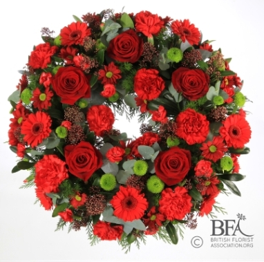 Traditional Wreath Red Flowers